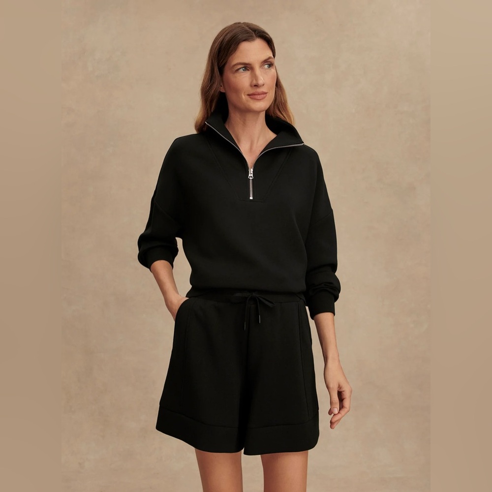 Varley Hawley Half-Zip Sweat in Black, Size Large